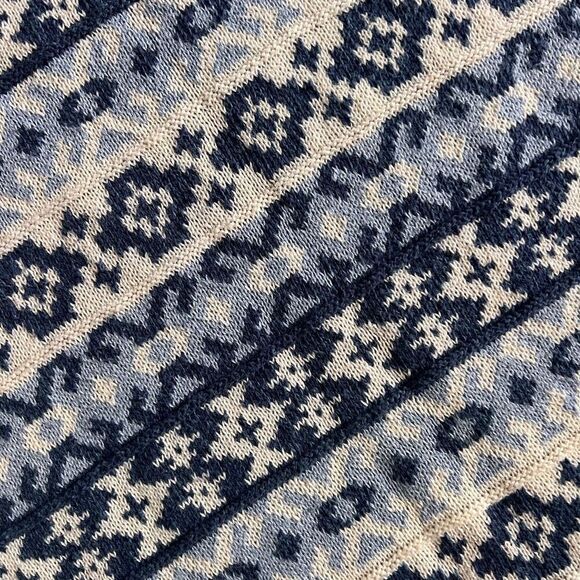 Lands End Vintage Women’s Small 100% Cotton Blue Fair Isle Sweater - Picture 9 of 9